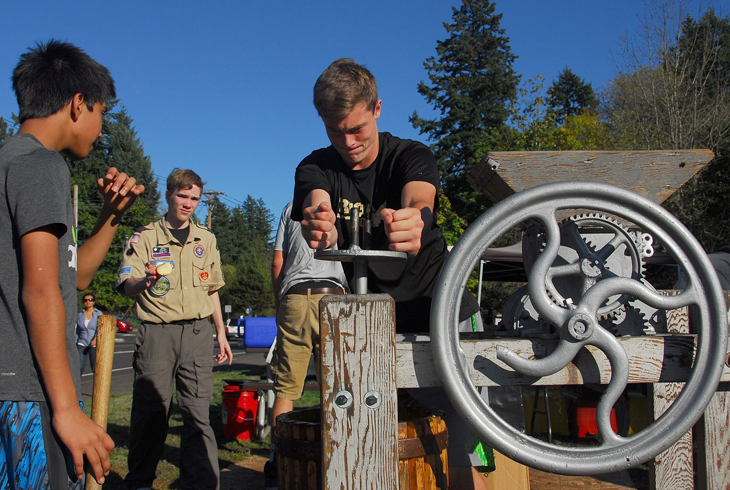Boy Scout Troop 208 will press 1,000 pounds of apples at the Cedar Mill Cider Festival on Oct. 18.