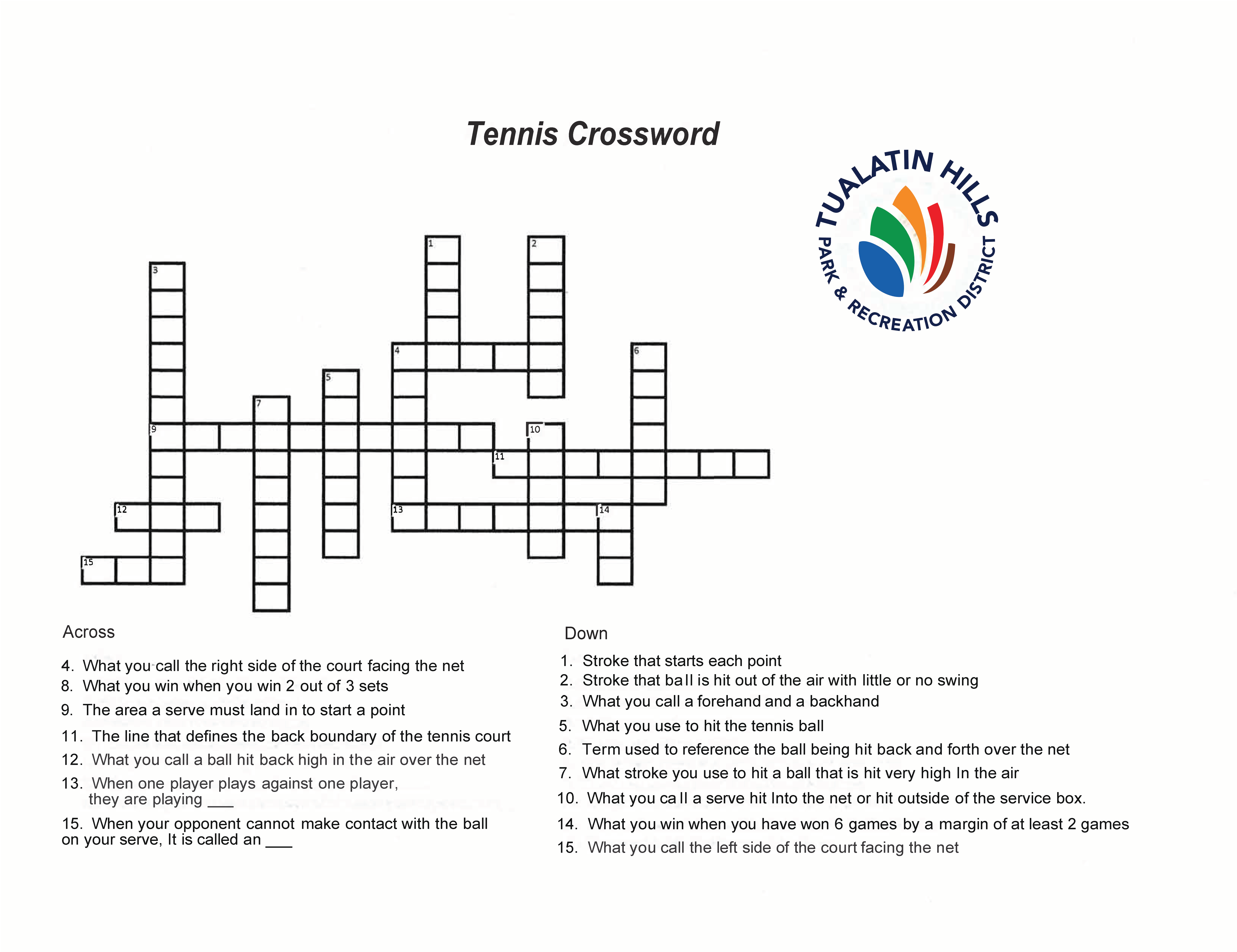 Tennis Crossword